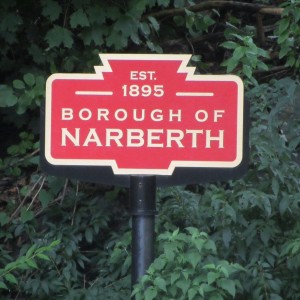 Tree service trimming trees around Narberth sign
